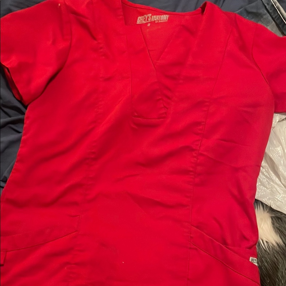 Grey's Anatomy Vivid Red Scrub Top